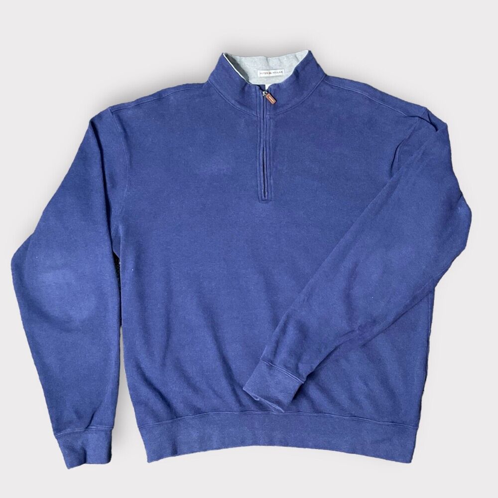 PETER MILLAR Sweater Men’s XL Purple 1/4 Zip Long Slv GOLF Shirt Pullover Cotton